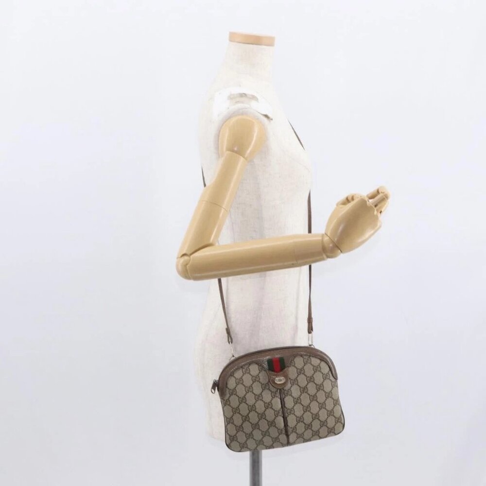 GUCCI GG Supreme Web Sherry Line Bag PVC Beige Gold